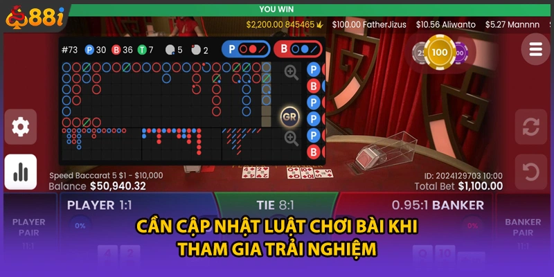 Cần cập nhật luật chơi bài khi tham gia trải nghiệm